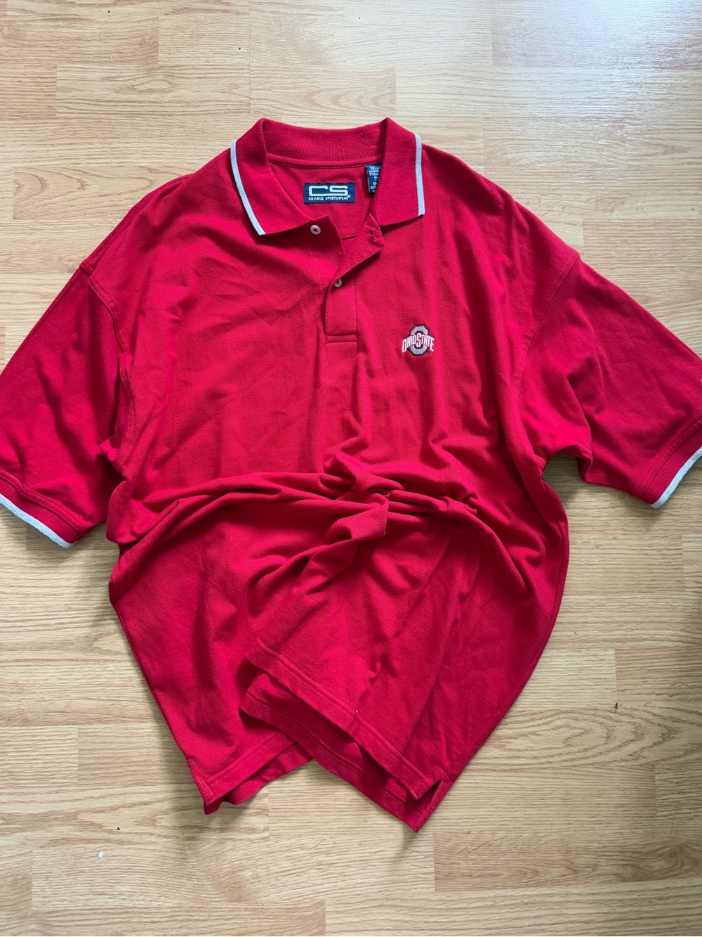 Vintage 90s Ohio State Buckeyes Polo Shirt Size XL Red Crable Sportswear